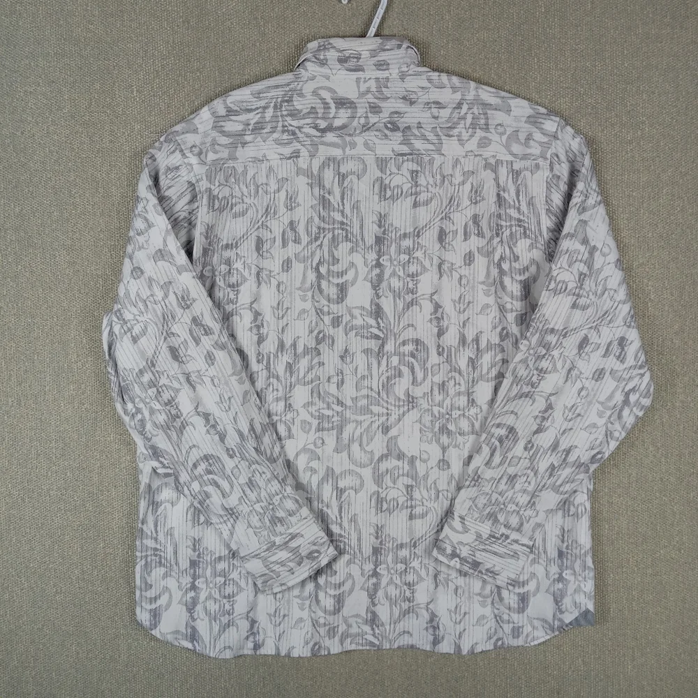 Tommy Bahama Lazlo Shirt Gray Mens XL Lux Slate Fronds Long Sleeve Button Down
